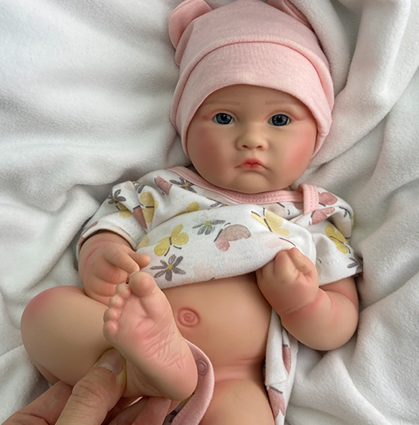 Bella 18-Inch Full Silicone Baby Doll – Realistic Open-Eye Reborn Baby Girl with Open Mouth