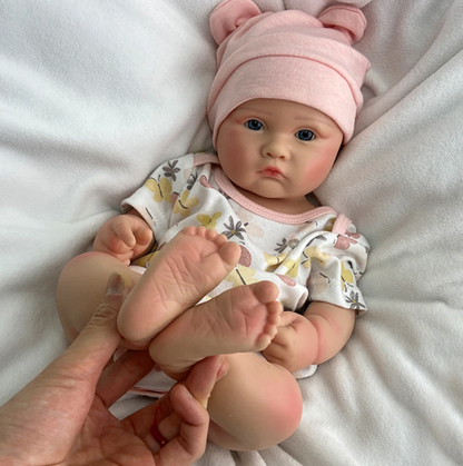 Bella 18-Inch Full Silicone Baby Doll – Realistic Open-Eye Reborn Baby Girl with Open Mouth