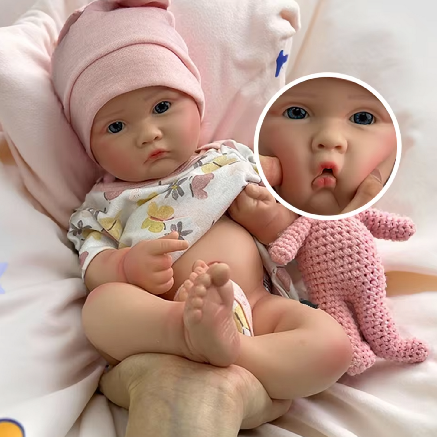 Bella 18-Inch Full Silicone Baby Doll – Realistic Open-Eye Reborn Baby Girl with Open Mouth