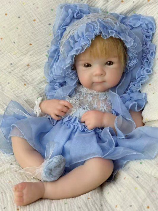 Bettie 18-Inch Full Silicone Baby Doll – Realistic Open-Eye Reborn Baby Girl with Open Mouth