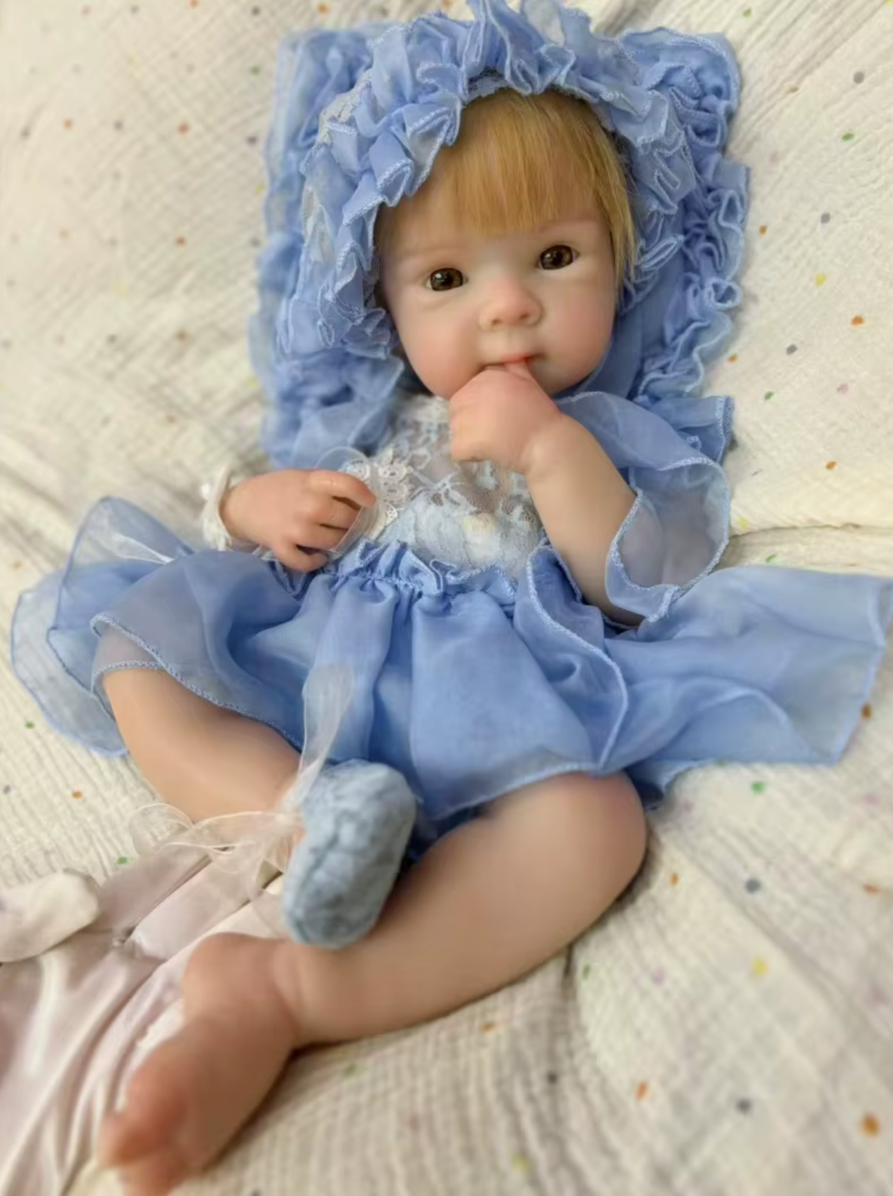 Bettie 18-Inch Full Silicone Baby Doll – Realistic Open-Eye Reborn Baby Girl with Open Mouth