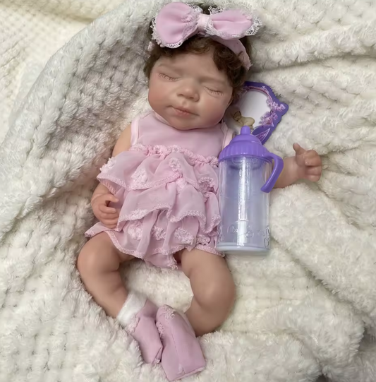Lila 13-Inch Full Silicone Baby Doll – Realistic Open-Mouth Reborn Baby Girl with Hand-Rooted Hair