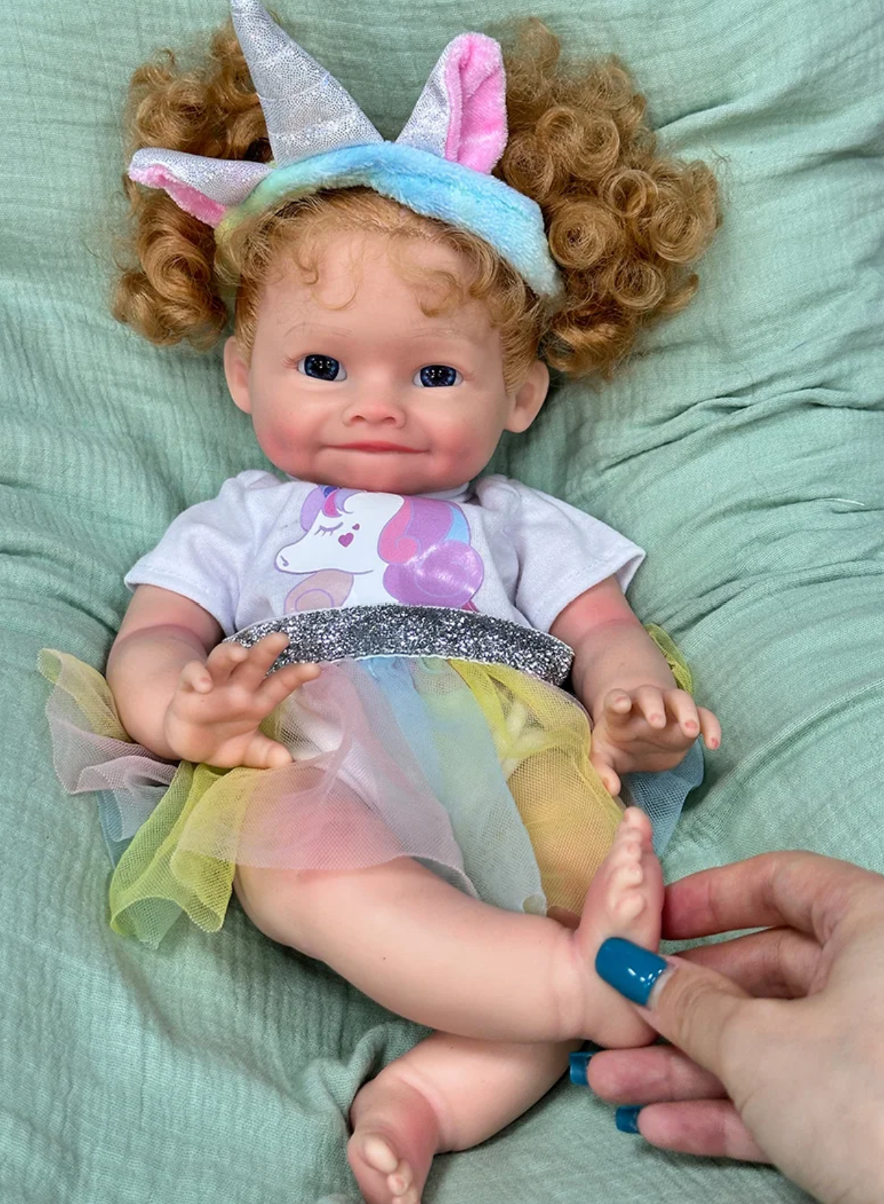 Maya 16-Inch Full Silicone Baby Doll – Realistic Open-Eye Reborn Baby Girl with Hand-Rooted Blonde Hair