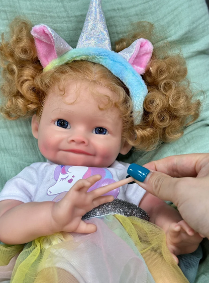 Maya 16-Inch Full Silicone Baby Doll – Realistic Open-Eye Reborn Baby Girl with Hand-Rooted Blonde Hair