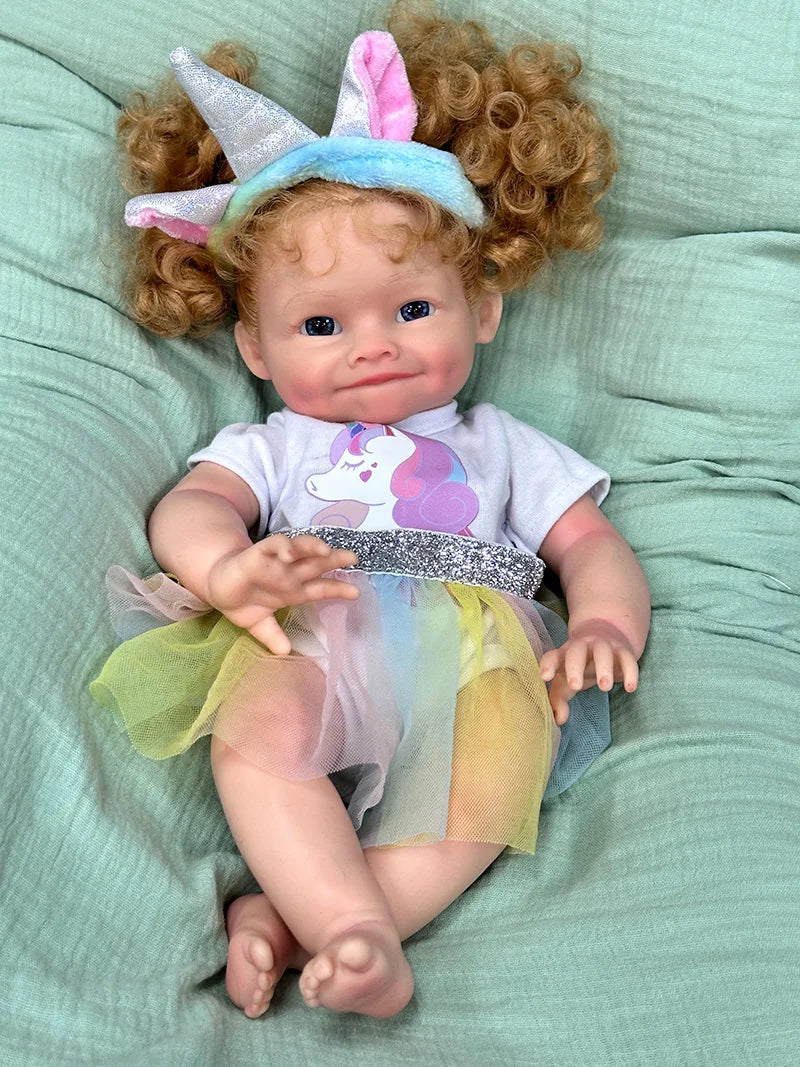 Maya 16-Inch Full Silicone Baby Doll – Realistic Open-Eye Reborn Baby Girl with Hand-Rooted Blonde Hair