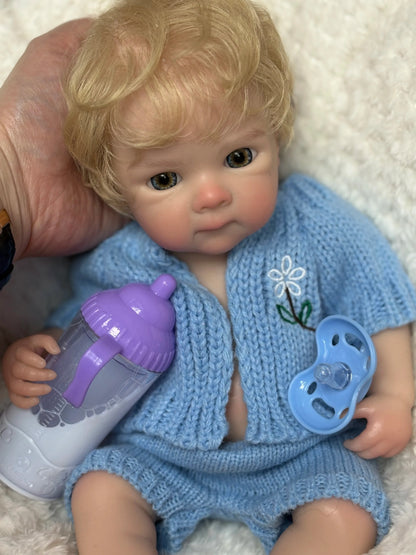 Millie 13-Inch Full Silicone Baby Doll – Realistic Open-Mouth Reborn Baby with Hand-Rooted Blonde Hair