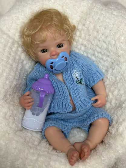 Millie 13-Inch Full Silicone Baby Doll – Realistic Open-Mouth Reborn Baby with Hand-Rooted Blonde Hair