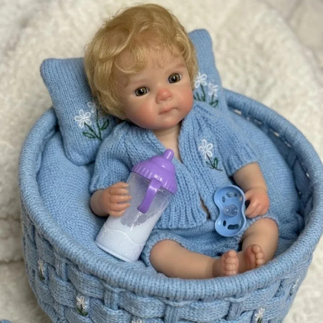 Millie 13-Inch Full Silicone Baby Doll – Realistic Open-Mouth Reborn Baby with Hand-Rooted Blonde Hair