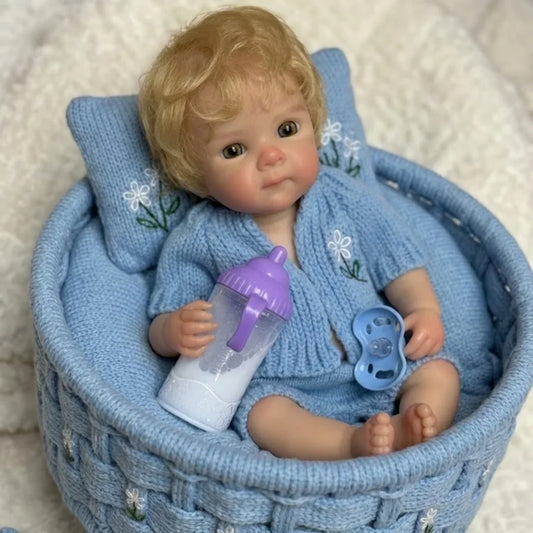 Millie 13-Inch Full Silicone Baby Doll – Realistic Open-Mouth Reborn Baby with Hand-Rooted Blonde Hair