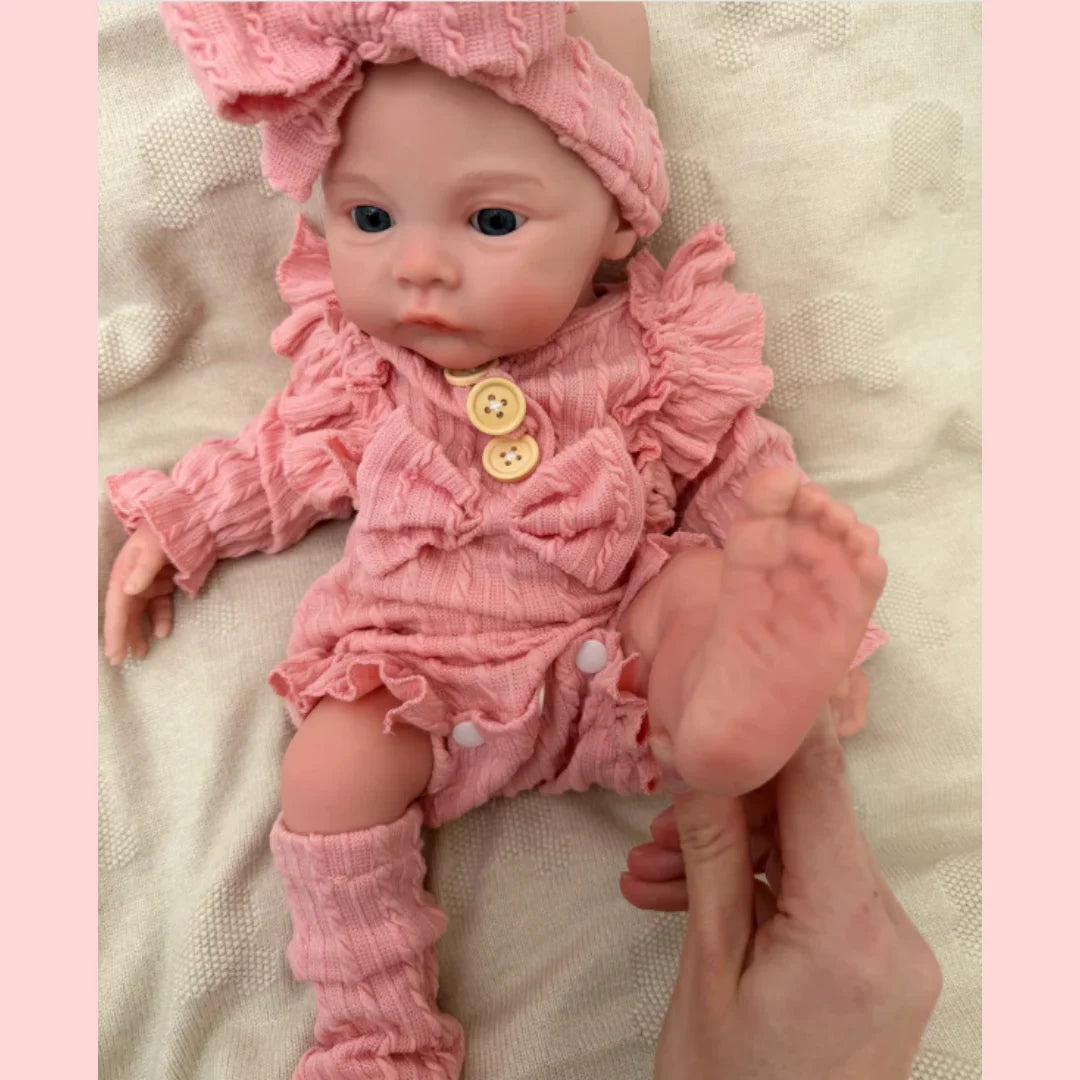 Meadow 18-Inch Full Silicone Baby Doll – Realistic Open-Eye Reborn Baby Girl with Open Mouth