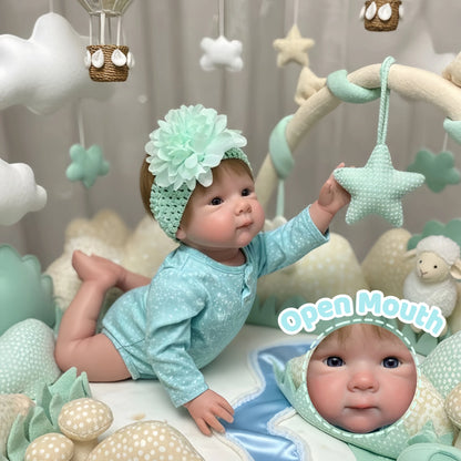 Bettie 18-Inch Full Silicone Baby Doll – Realistic Open-Eye Reborn Baby Girl with Open Mouth & Hand-Rooted Hair