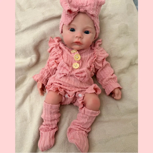 Meadow 18-Inch Full Silicone Baby Doll – Realistic Open-Eye Reborn Baby Girl with Open Mouth