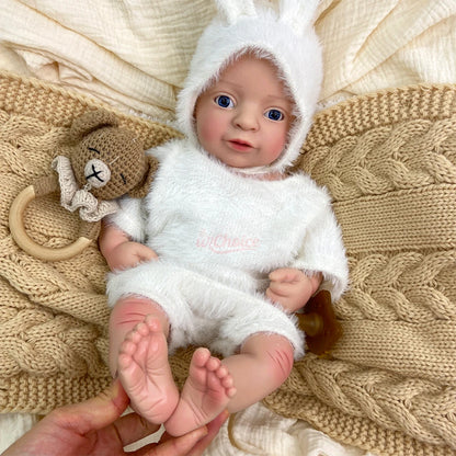 Ivy 17-Inch Full Silicone Baby Doll – Realistic Open-Eye Reborn Baby Girl with Open Mouth