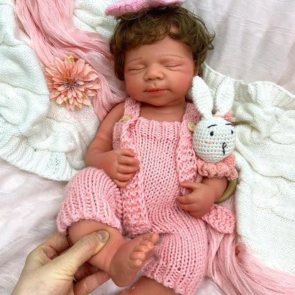 Avery 20-Inch Full Silicone Baby Doll – Realistic Sleeping Reborn Baby Boy or Girl with Open Mouth & Hand-Rooted Hair
