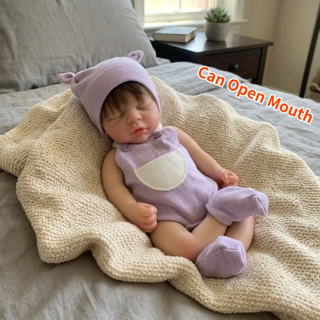 Elsie & Evie 13-Inch Full Silicone Baby Dolls – Awake or Sleeping Reborn Twin Baby Girls with Hand-Rooted Hair