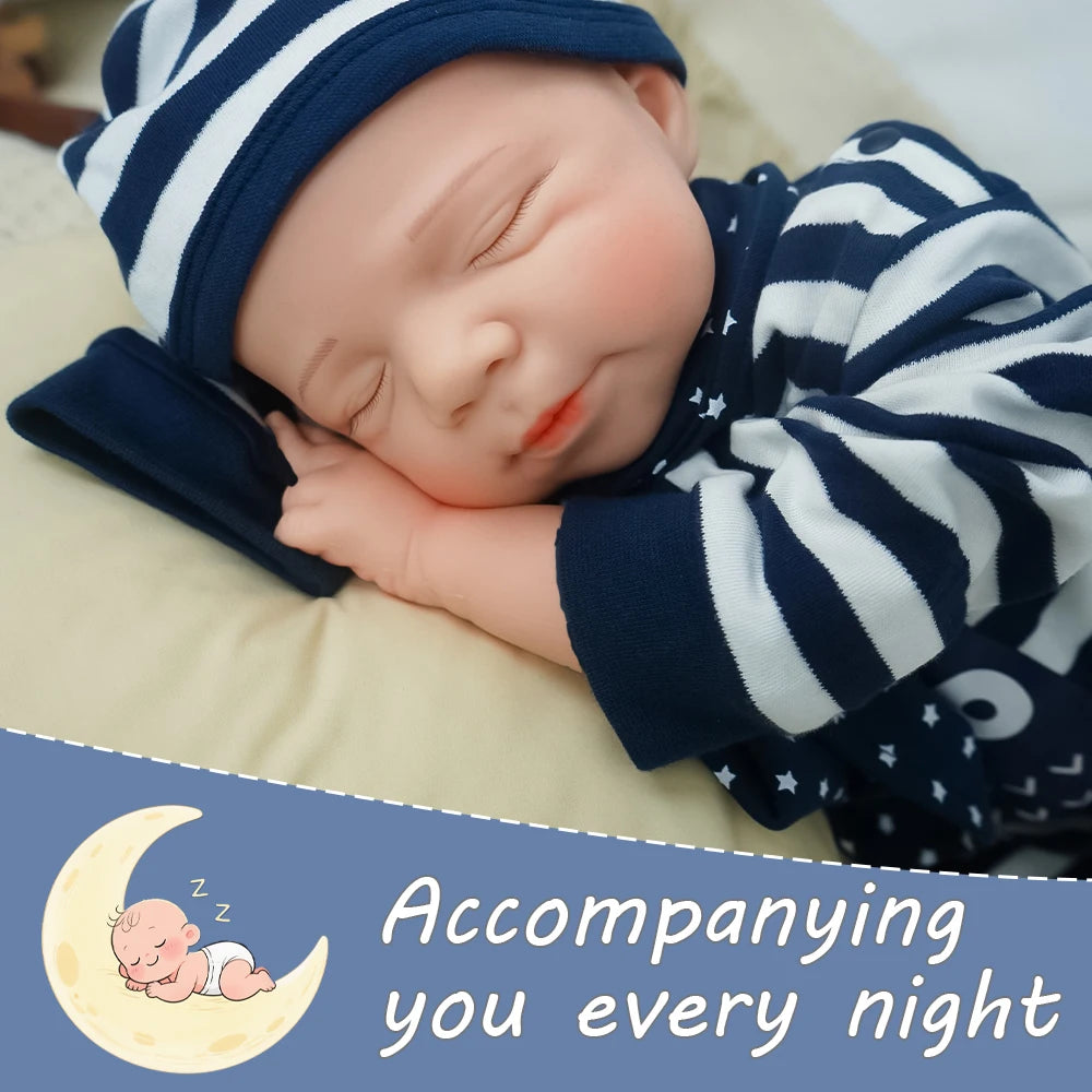 Pascale 18-Inch Full Silicone Baby Doll – Realistic Sleeping Reborn Baby Boy