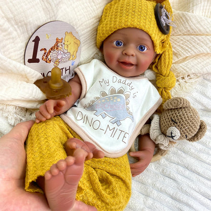 Noah 18-Inch Full Silicone Baby Doll – Realistic Open-Eye Reborn Baby Boy with Open Mouth & Blue Eyes