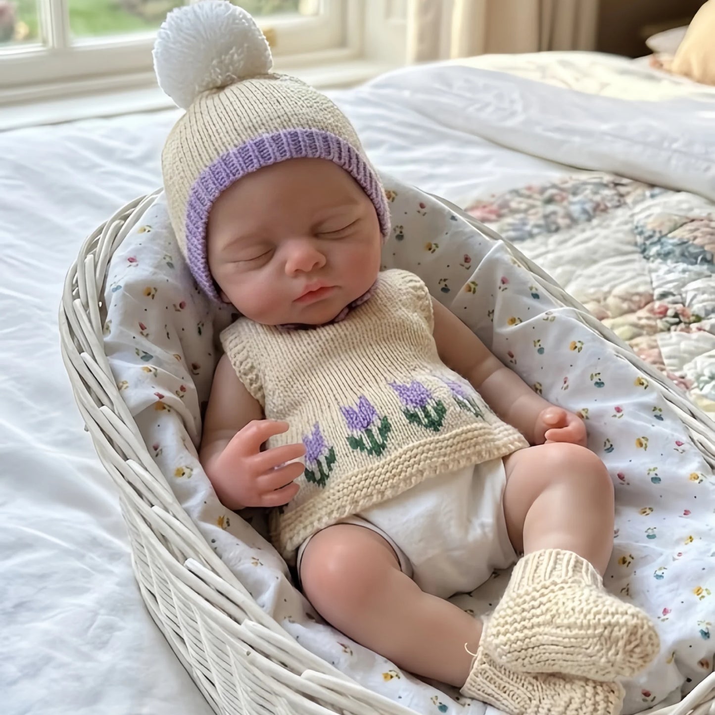 Irys 12-Inch Full Silicone Baby Doll – Realistic Sleeping Reborn Baby Girl with Open Mouth