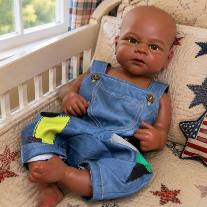 Elijah African American Full Silicone Baby Doll – 18-Inch Reborn Boy