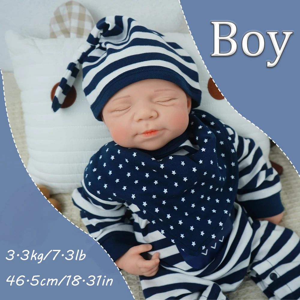 Pascale 18-Inch Full Silicone Baby Doll – Realistic Sleeping Reborn Baby Boy