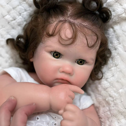 Charlotte 18-Inch Full Silicone Baby Doll – Realistic Reborn Baby Girl with Open Mouth & Hand-Rooted Hair