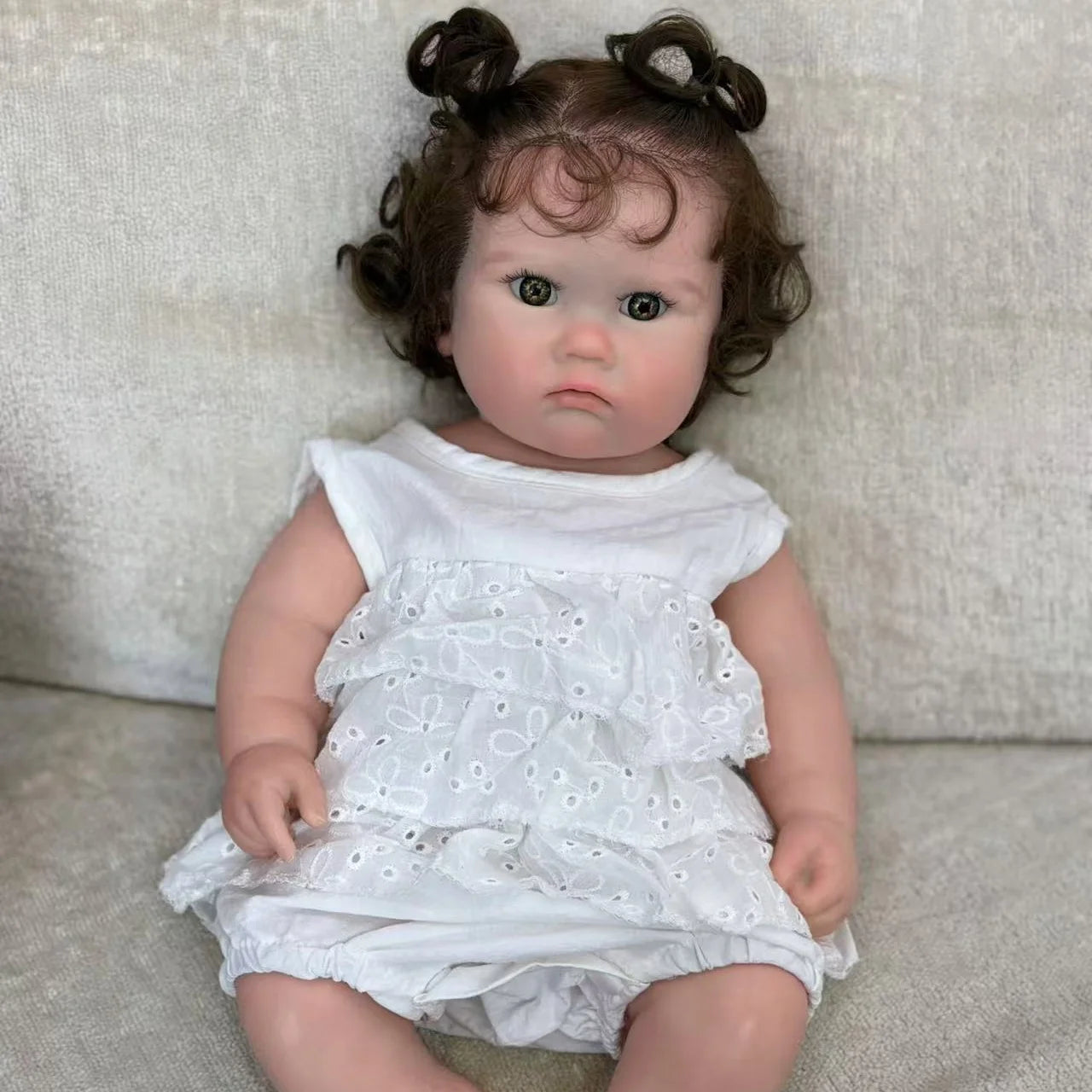 Charlotte 18-Inch Full Silicone Baby Doll – Realistic Reborn Baby Girl with Open Mouth & Hand-Rooted Hair
