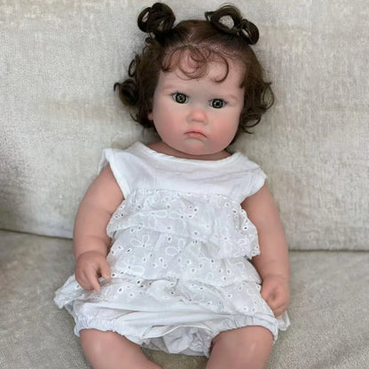Charlotte 18-Inch Full Silicone Baby Doll – Realistic Reborn Baby Girl with Open Mouth & Hand-Rooted Hair