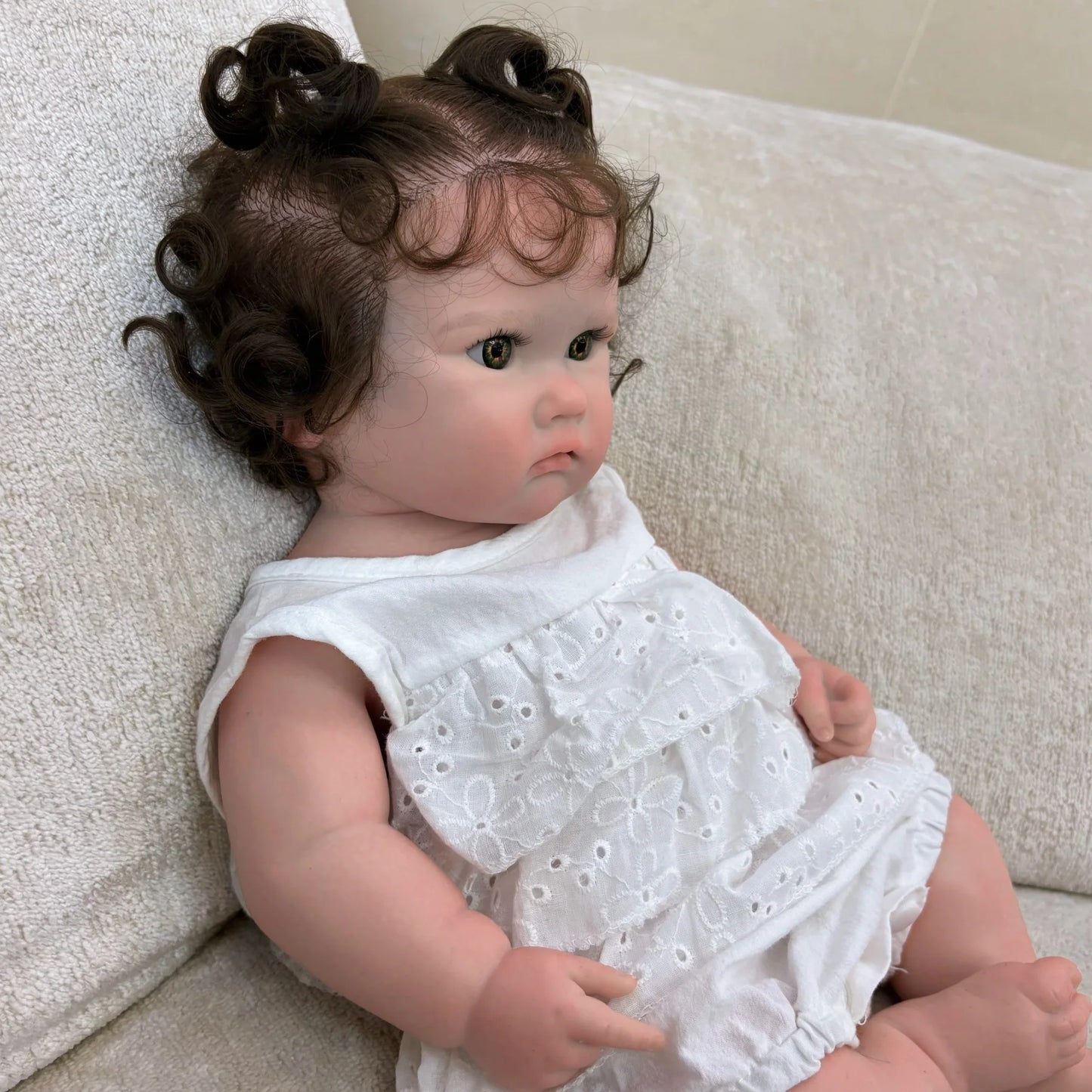 Charlotte 18-Inch Full Silicone Baby Doll – Realistic Reborn Baby Girl with Open Mouth & Hand-Rooted Hair