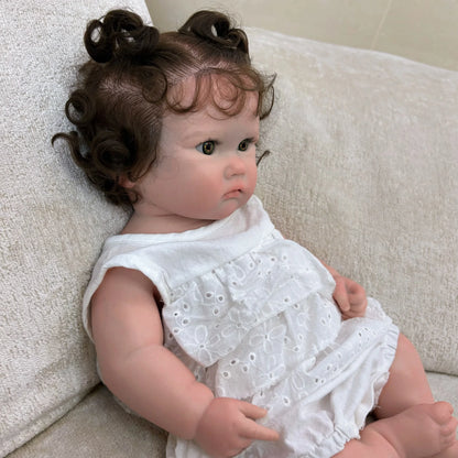 Charlotte 18-Inch Full Silicone Baby Doll – Realistic Reborn Baby Girl with Open Mouth & Hand-Rooted Hair