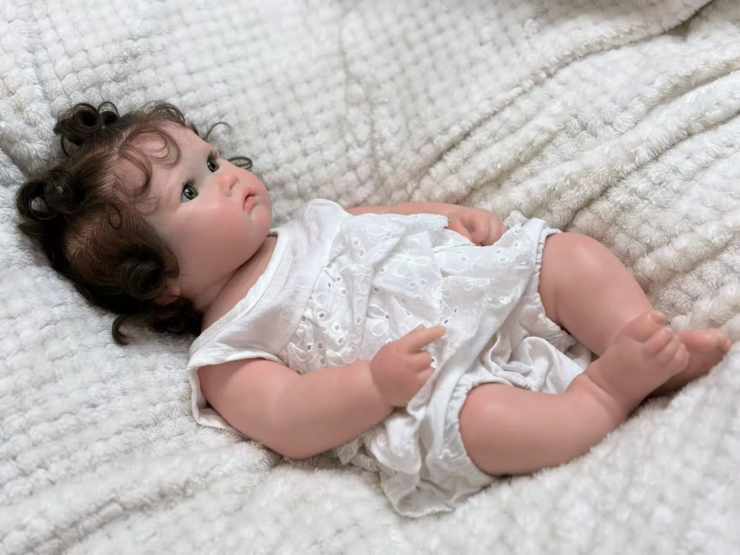 Charlotte 18-Inch Full Silicone Baby Doll – Realistic Reborn Baby Girl with Open Mouth & Hand-Rooted Hair