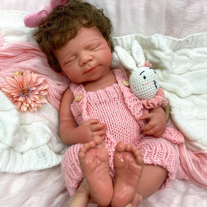 Avery 20-Inch Full Silicone Baby Doll – Realistic Sleeping Reborn Baby Boy or Girl with Open Mouth & Hand-Rooted Hair