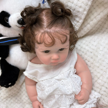 Charlotte 18-Inch Full Silicone Baby Doll – Realistic Reborn Baby Girl with Open Mouth & Hand-Rooted Hair