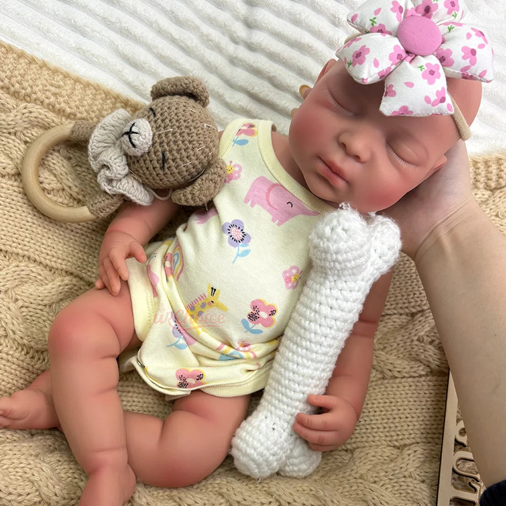 Aria 17-Inch Full Silicone Baby Doll – Realistic Sleeping Reborn Baby Girl with Open Mouth