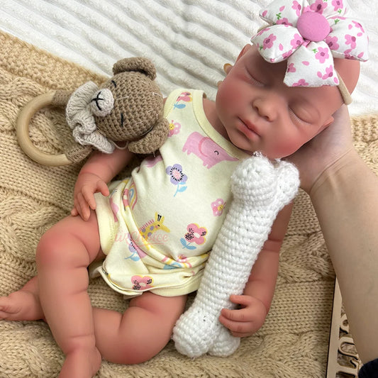 Aria 17-Inch Full Silicone Baby Doll – Realistic Sleeping Reborn Baby Girl with Open Mouth
