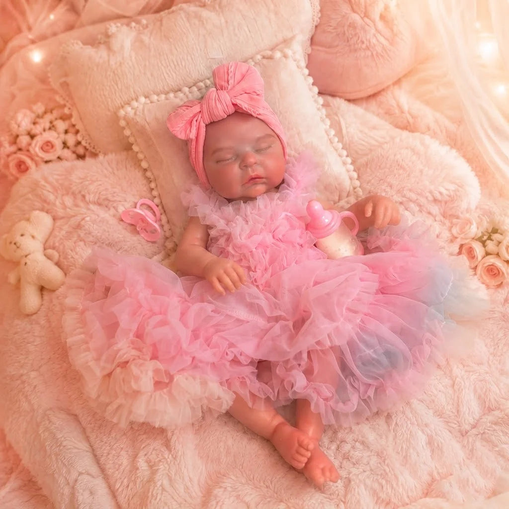Peaches Full Silicone Baby Doll – 18-Inch Sleeping Reborn Girl