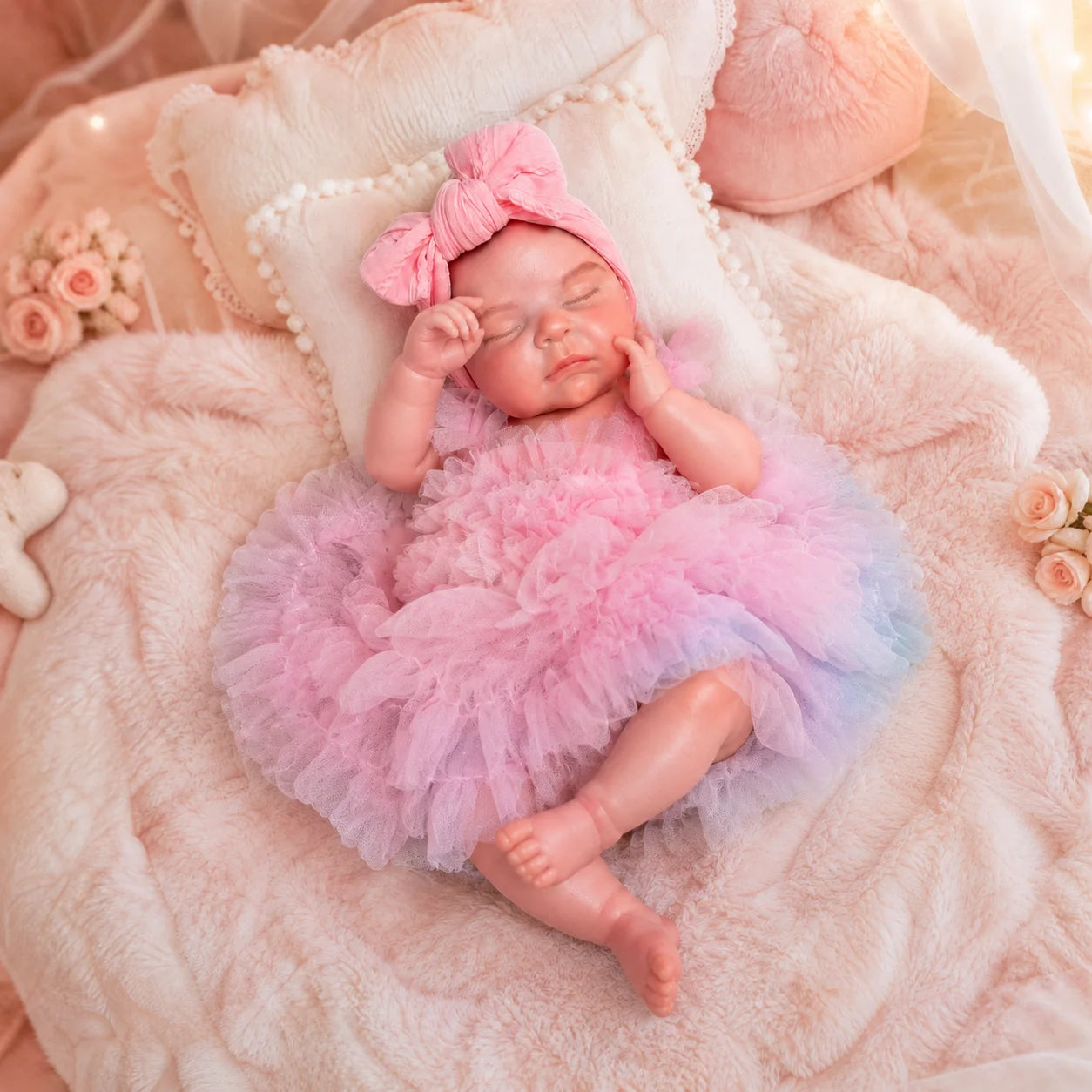 Peaches Full Silicone Baby Doll – 18-Inch Sleeping Reborn Girl