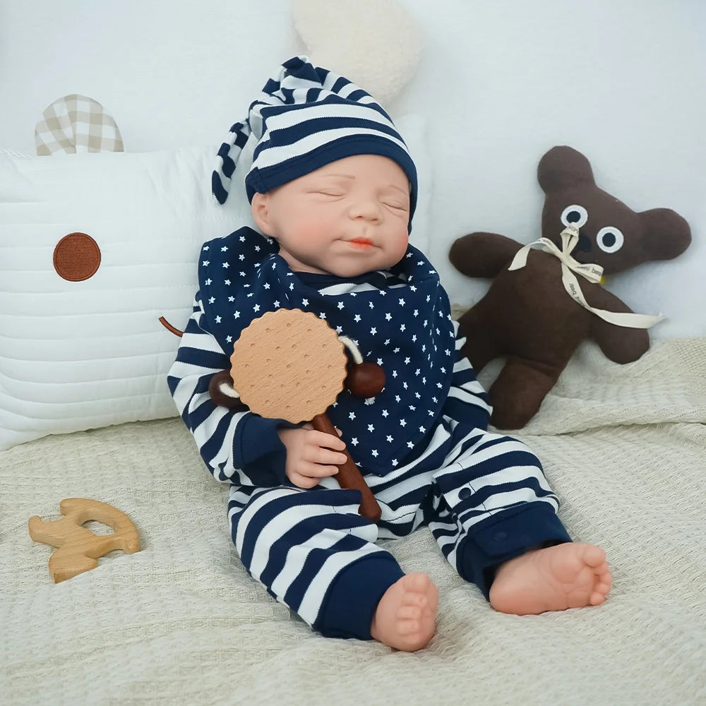 Pascale 18-Inch Full Silicone Baby Doll – Realistic Sleeping Reborn Baby Boy