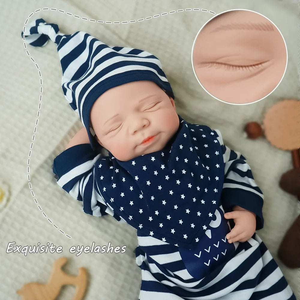 Pascale 18-Inch Full Silicone Baby Doll – Realistic Sleeping Reborn Baby Boy