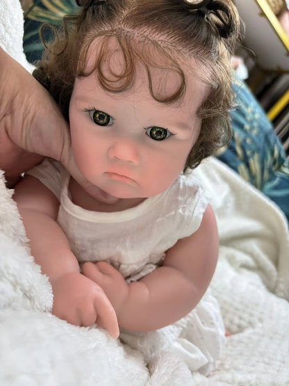 Charlotte 18-Inch Full Silicone Baby Doll – Realistic Reborn Baby Girl with Open Mouth & Hand-Rooted Hair