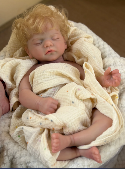 Sam 18-Inch Full Silicone Baby Doll – Realistic Sleeping Reborn Baby Boy or Girl with Open Mouth