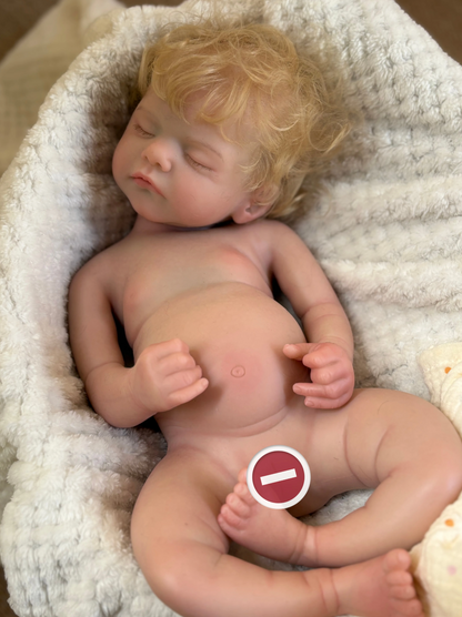 Sam 18-Inch Full Silicone Baby Doll – Realistic Sleeping Reborn Baby Boy or Girl with Open Mouth