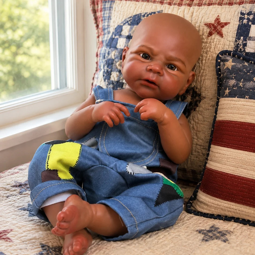 Elijah African American Full Silicone Baby Doll – 18-Inch Reborn Boy