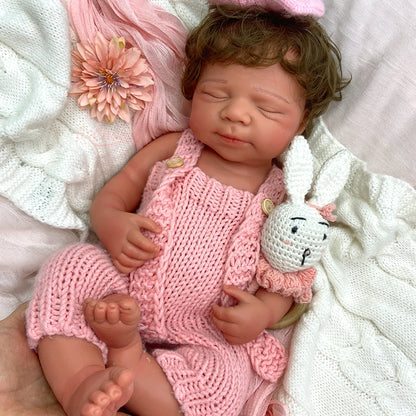 Avery 20-Inch Full Silicone Baby Doll – Realistic Sleeping Reborn Baby Boy or Girl with Open Mouth & Hand-Rooted Hair