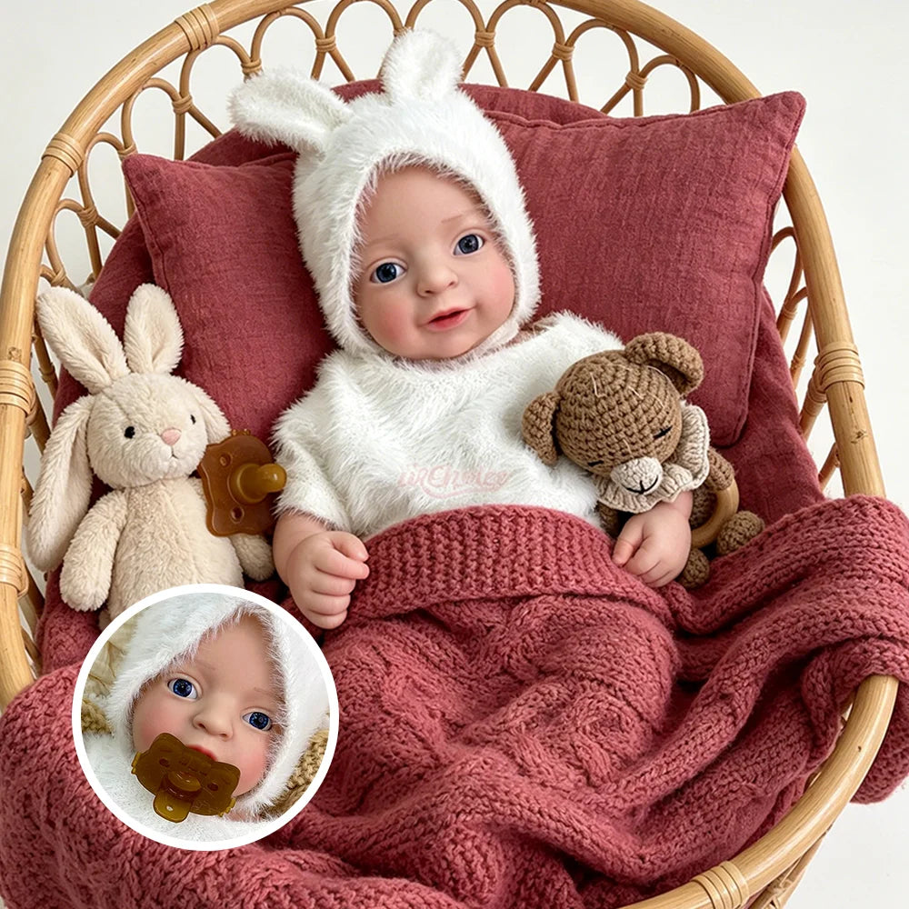 Ivy 17-Inch Full Silicone Baby Doll – Realistic Open-Eye Reborn Baby Girl with Open Mouth