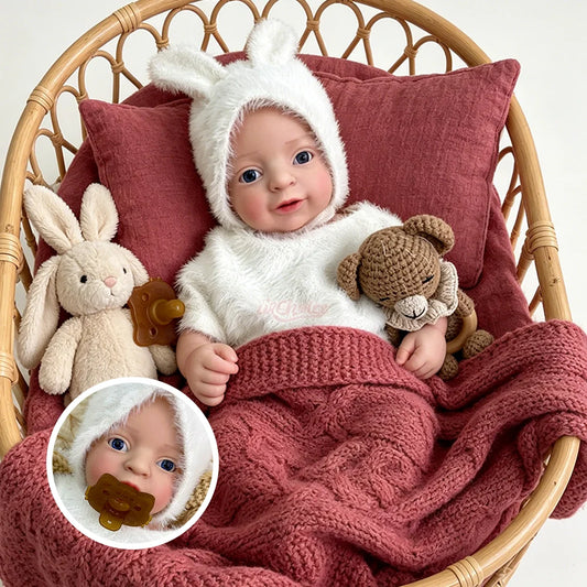 Ivy 17-Inch Full Silicone Baby Doll – Realistic Open-Eye Reborn Baby Girl with Open Mouth