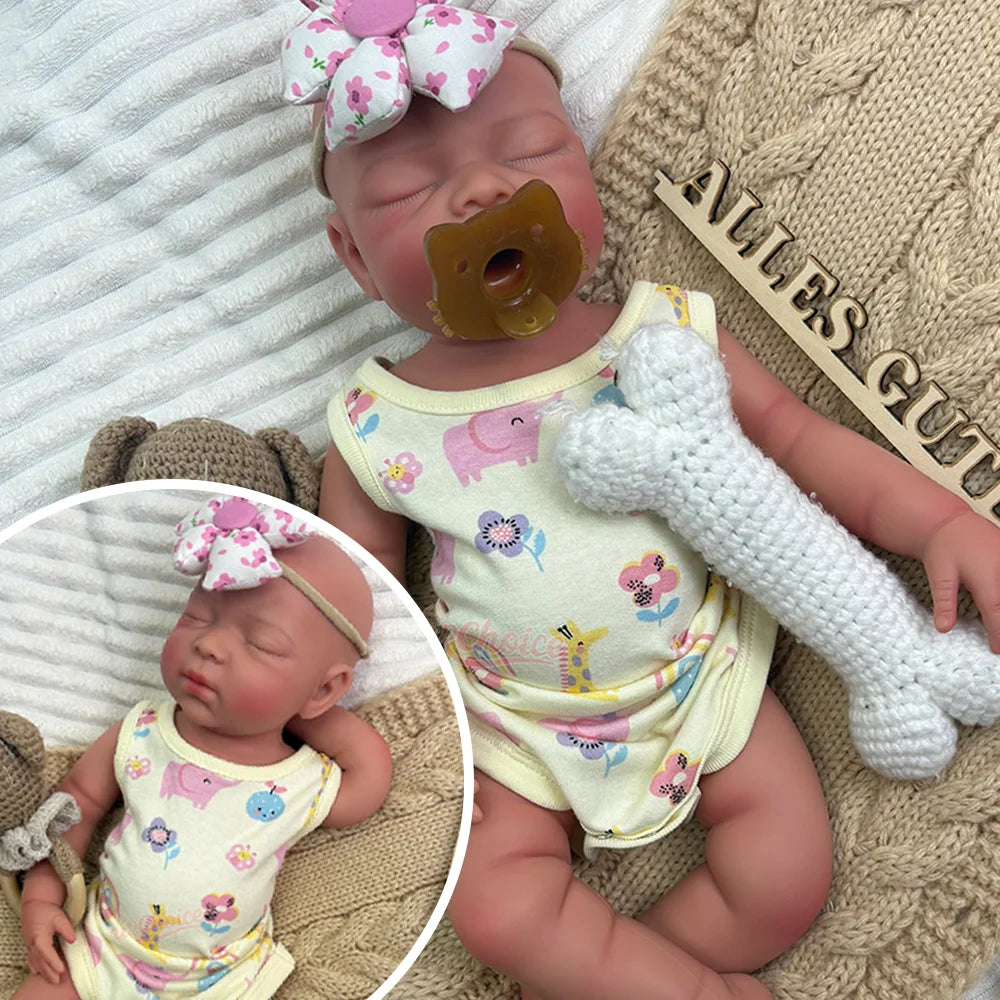Aria 17-Inch Full Silicone Baby Doll – Realistic Sleeping Reborn Baby Girl with Open Mouth