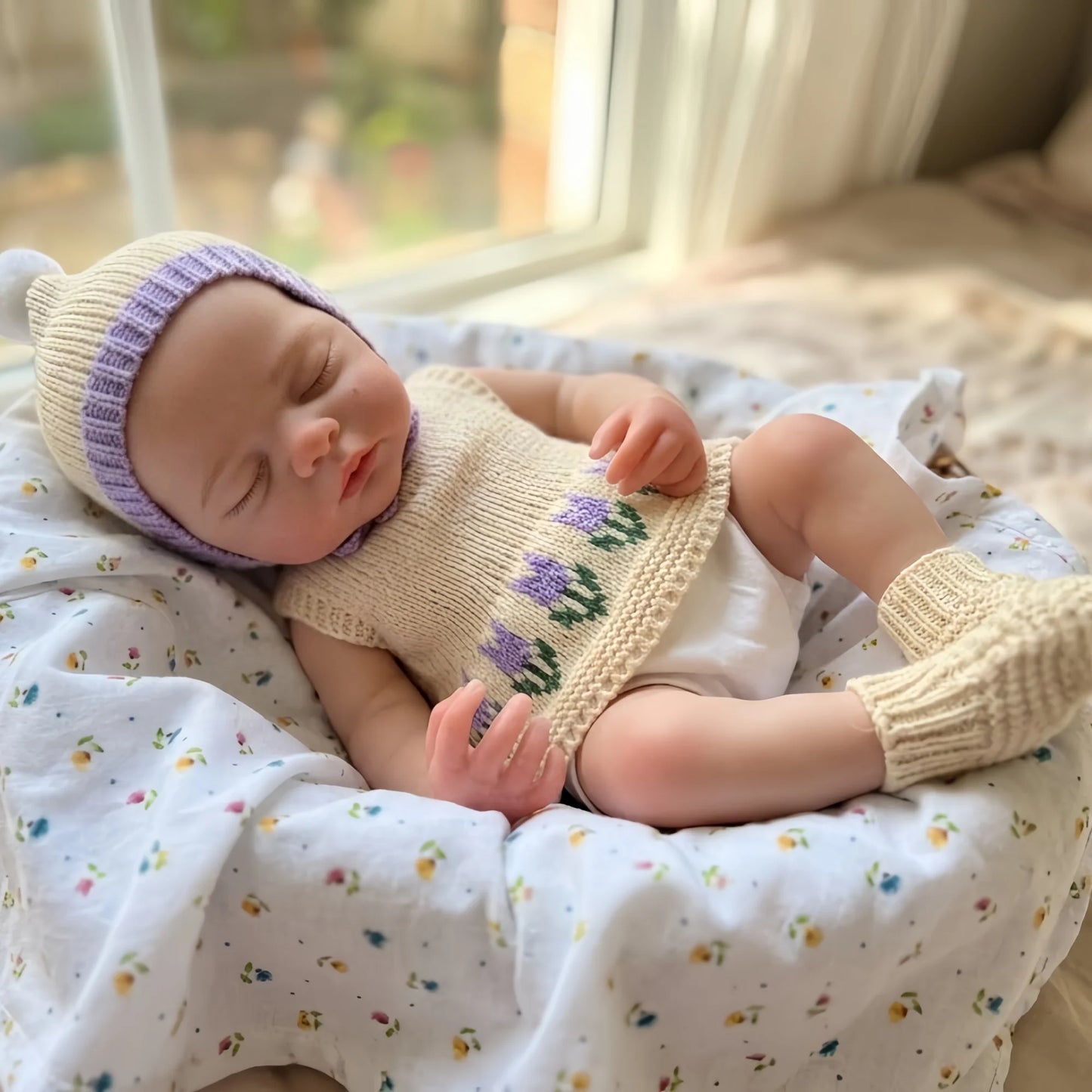 Irys 12-Inch Full Silicone Baby Doll – Realistic Sleeping Reborn Baby Girl with Open Mouth