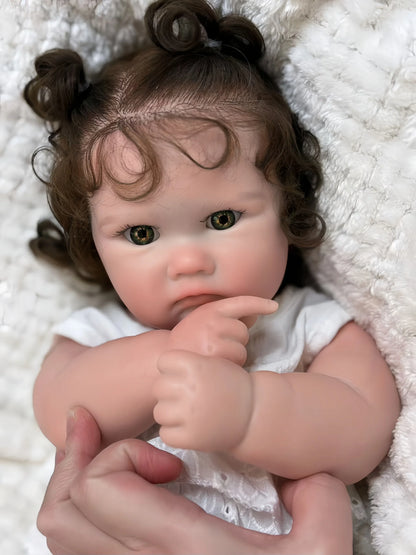 Charlotte 18-Inch Full Silicone Baby Doll – Realistic Reborn Baby Girl with Open Mouth & Hand-Rooted Hair
