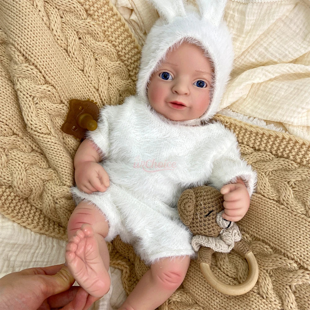 Ivy 17-Inch Full Silicone Baby Doll – Realistic Open-Eye Reborn Baby Girl with Open Mouth