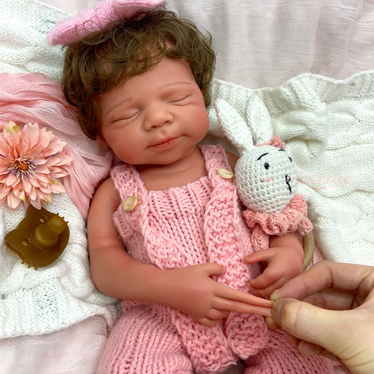 Avery 20-Inch Full Silicone Baby Doll – Realistic Sleeping Reborn Baby Boy or Girl with Open Mouth & Hand-Rooted Hair